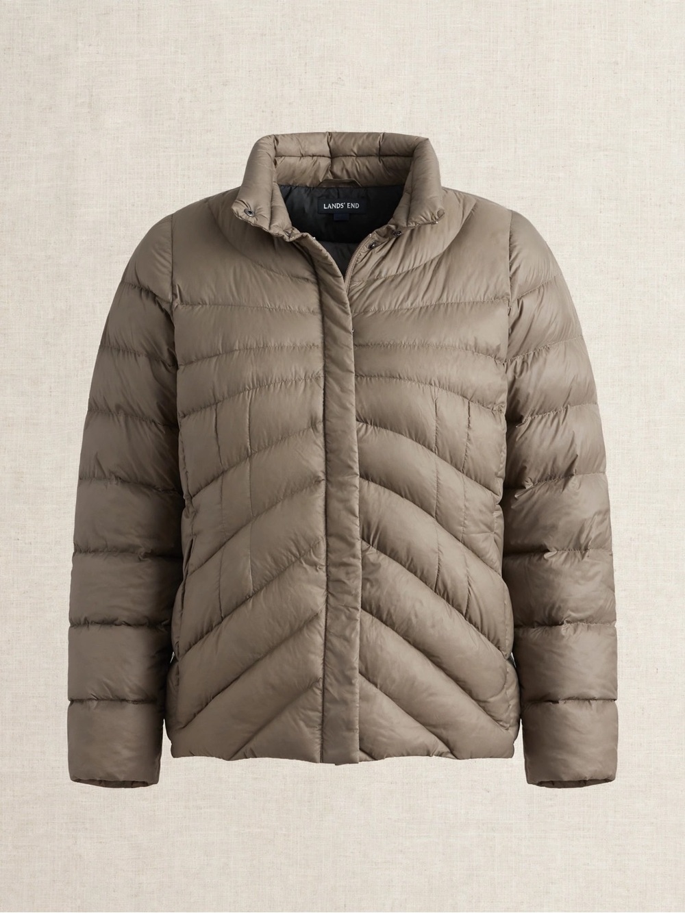 Lands' End Women's Taupe Quilted Packable Puffer Jacket